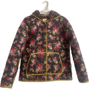 ModCloth All Work & More Play Quilted Floral Hoodie Jacket Size Large